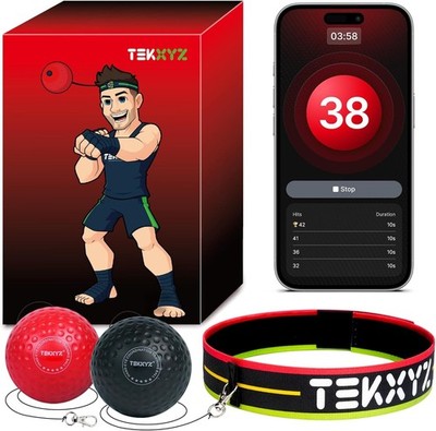 Lightweight Boxing Reflex Ball with App: 2 Difficulty Levels, Headband Included