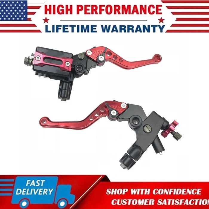 Juego universal de cilindro maestro de freno y palanca de embrague para manillar de motocicleta CNC de 7/8" Foto 4 de 4