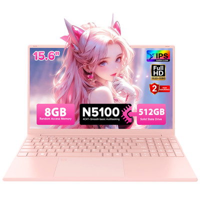 Auusda 15.6'' laptop intel N5100 8GB RAM 512GB SSD Windows 11 Pro FHD IPS Pink