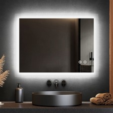 EMKE Bluetooth Bathroom Mirror 600x450mm with LED Lights Shaver Socket Demister