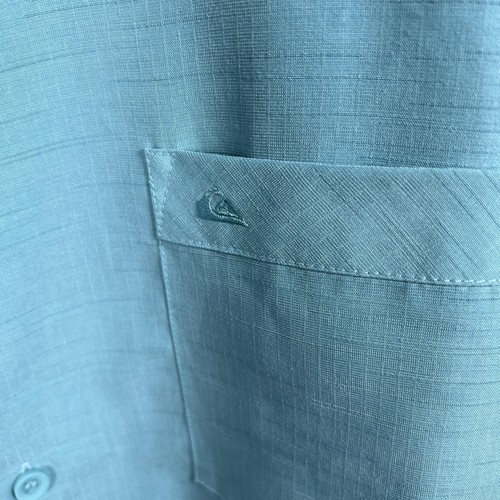 Quiksilver Waterman Mens Shirt Medium Blue Casual Button Up Short Sleeve Blue - Picture 2 of 13
