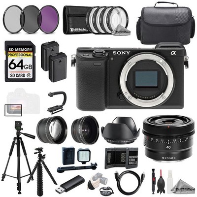Sony Alpha a6400 + Sony FE 40mm f/2.5 G Lens+64GB+Ext Bat+9 PC Filter-MEGA Kit