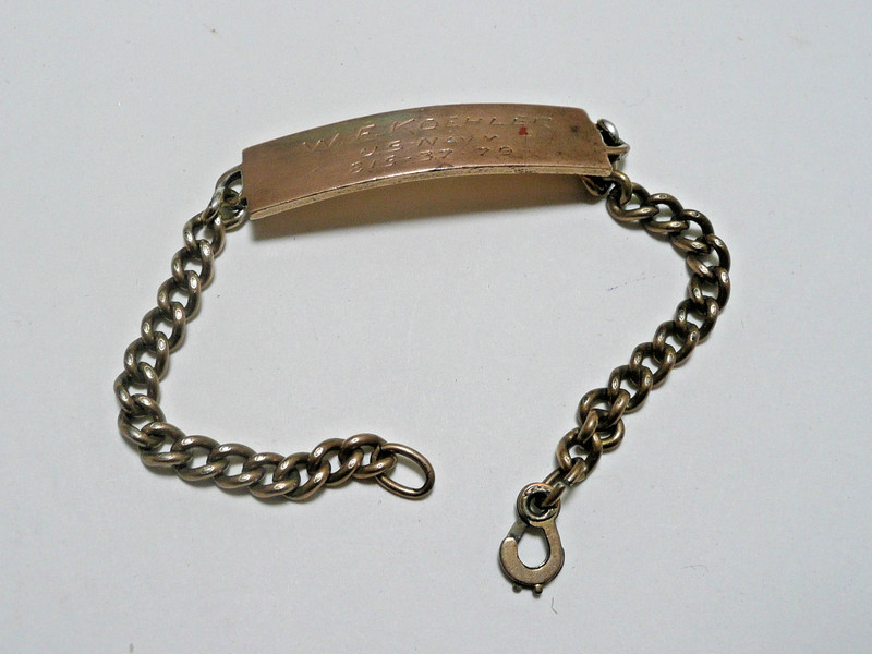 VINTAGE WW2 US NAVY MILITARY ID BRACELET – 10K GOLD FILLED – 8-3/4” – A CLASSIC!