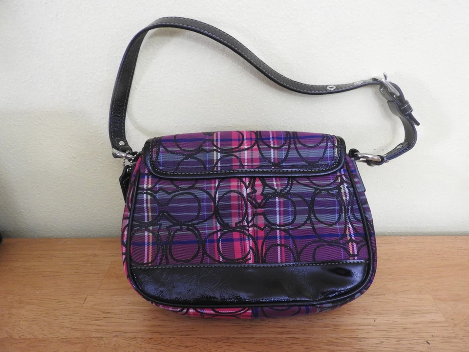 BOLSO MULTICOLOR VINTAGE COACH TARTÁN AMAPOLA PEQUEÑO CENTAVO SOLAPA G1026-F15477 Foto 2 de 4