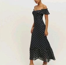 Reformation Butterfly Midi Dress Bettie Polka Dots Women's Size 2