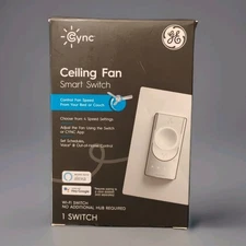 GE Cync Smart  Wi-Fi Ceiling Fan Switch Alexa Google Neutral Wire Req'd - White.