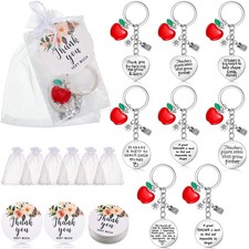 48 PCS Teacher Gifts, 16 Keychains, 16 Thank You Tags, 16 Drawstring Bags