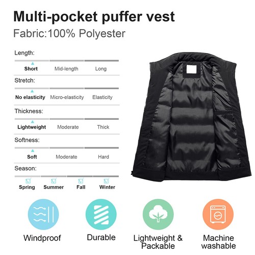 Damen Puffer Weste Reißverschluss Sportweste ärmellose Jacke Outdoor Sport schwarz M - Bild 3 von 7