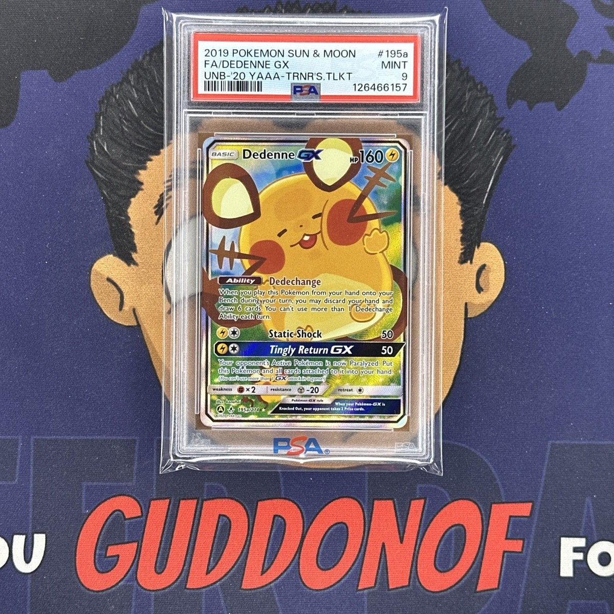 PSA 9 MINT 2019 Pokemon Unbroken Bonds DEDENNE GX #195a Full Art