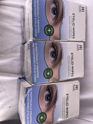 Health Intentions Eyelid Wipes. 3pk Gentle Cleansing. 90ct 30/box