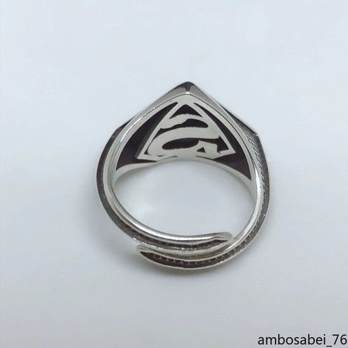 925 Sterling Silver Ring Men's Superman Jewelry Size Adjustable Handsome Cosplay - Picture 5 of 15