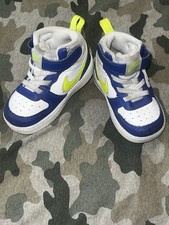 Nike Court Borough Mid Sneakers Blue Highlighter Yellow Shoes Toddler 6C