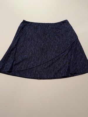Eddie Bauer Women s XL Blue Black Tennis Pull On Skirt Activewear Stretch Sporty