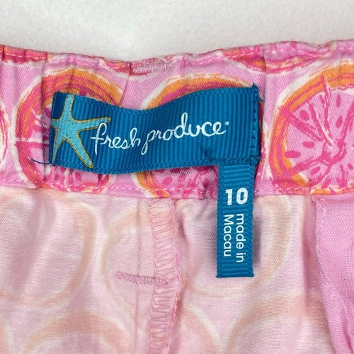 Fresh Produce Women’s Size 10 Orange Slice Pink Stretch Cotton Crop Capri Pants - Picture 2 of 7