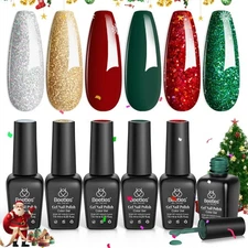 Beetles Christmas Gel Nail Polish, Red Sparkle Green Glitter Gold Silver Winter 