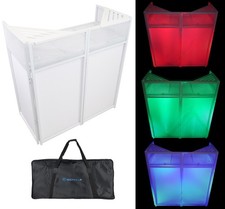 Rockville Rockbooth White Event Booth DJ Facade Built in Table Travel Bag Scrims