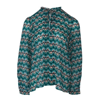 Marella Max Mara Bluse Hemdbluse Viskose Geometrisch Bunt Langarm Gr. 40 M - Bild 1 von 4