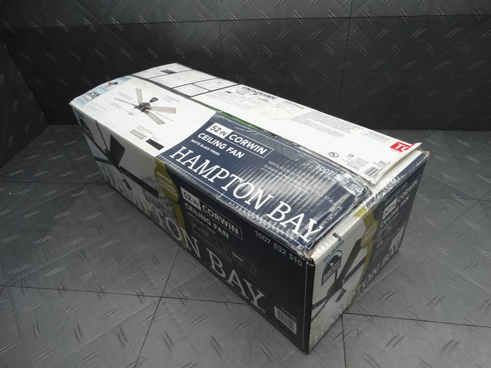 Hampton Bay 52in Corwin Indoor/Outdoor Matte Black LED Ceiling Fan w/ Light Kit - Image 4 of 4