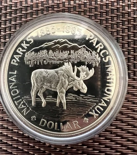 1985 Royal Canadian Mint 100th Anniversary National Parks Proof Silver Dollar