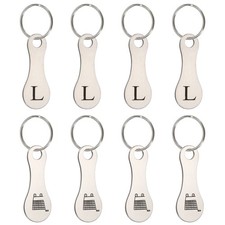 8Pcs Stainless Steel Shopping Trolley Token, Silver Tone Letter l Grocery Cart