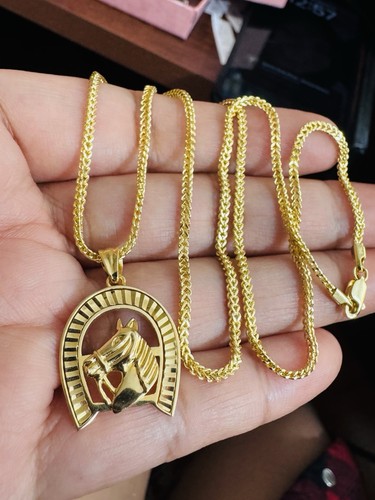 Pure 18K 750 Yellow Gold Horseshoe Set Necklace 19.5”/20” Inch Long 7.76g 2.2mm - Picture 22 of 24