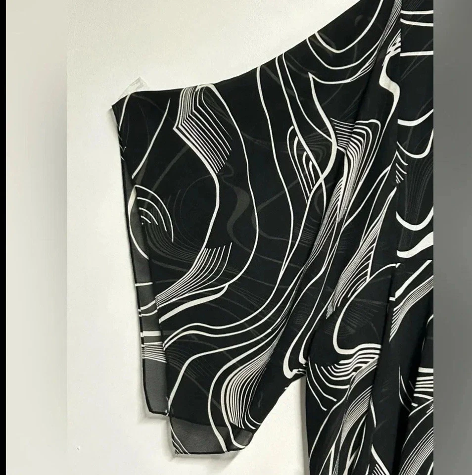 Lane Bryant Women’s 26/28 Sheer Kaftan Mumu Cover Up Black White Resort Beachy - Image 4 of 4