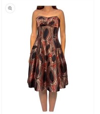 Vintage Carolina Herrera Black and Red A-Line Midi Dress Size 10