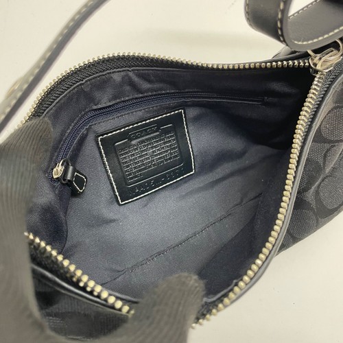 Coach One-Shoulder Signature Bag Y2K 6371 Canvas Leder Demi Baguette Gebraucht - Bild 5 von 10