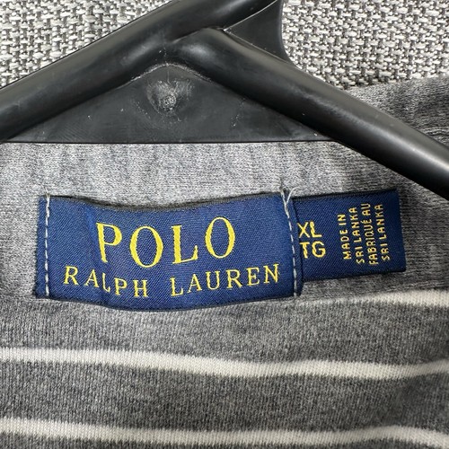 Polo Ralph Lauren Polo Shirt Mens Size XL Grey White Striped Soft Cotton Pony - Picture 6 of 14