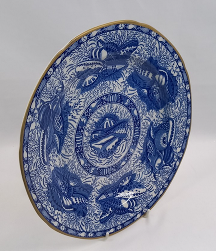 Winterthur Mottahedeh TORQUAY Blue Gold Trim Shell Reproduction 26cm Plate - Picture 3 of 12