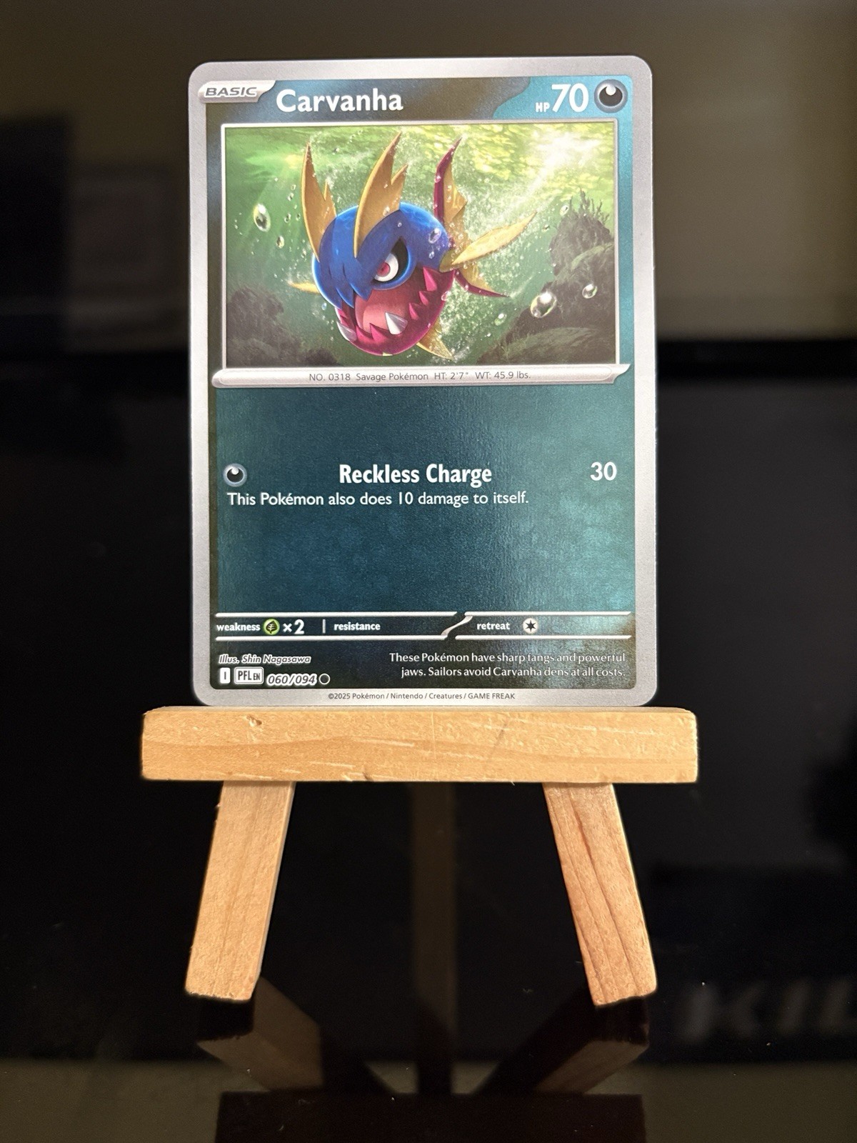 Carvanha 060/094 Me02: Phantasmal Flames Reverse Holo NM Pokemon TCG Card