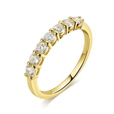 Full 3mm Round Moissanite Half Eternity Ring Women Band 925 Sterling Silver GRA