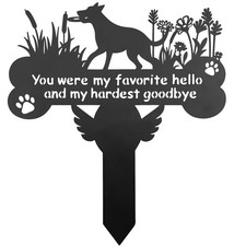 Dog Grave Markers, 12"X 14" Metal Baked Enamel Memorial Dog Stake for Pet Hea...