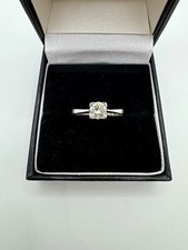 18ct White Gold Round Natural Diamond Solitaire Engagement Ring Size M1/2