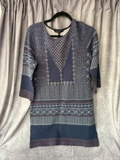 BCBGMAXAZRIA Beth Knit Sweater Dress M Blue Fair Isle 3/4 Sleeve Bodycon