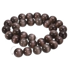 32pcs Black Gray Cat's Eye Stone Beads 12mm Round Crystal Loose Bead