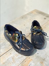 Sperry Top-Sider Womens Waterproof Rubber Duck Boots With Plaid Design 6 Navy