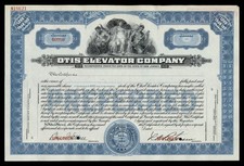 Otis Elevator Company. Stock Certificate.