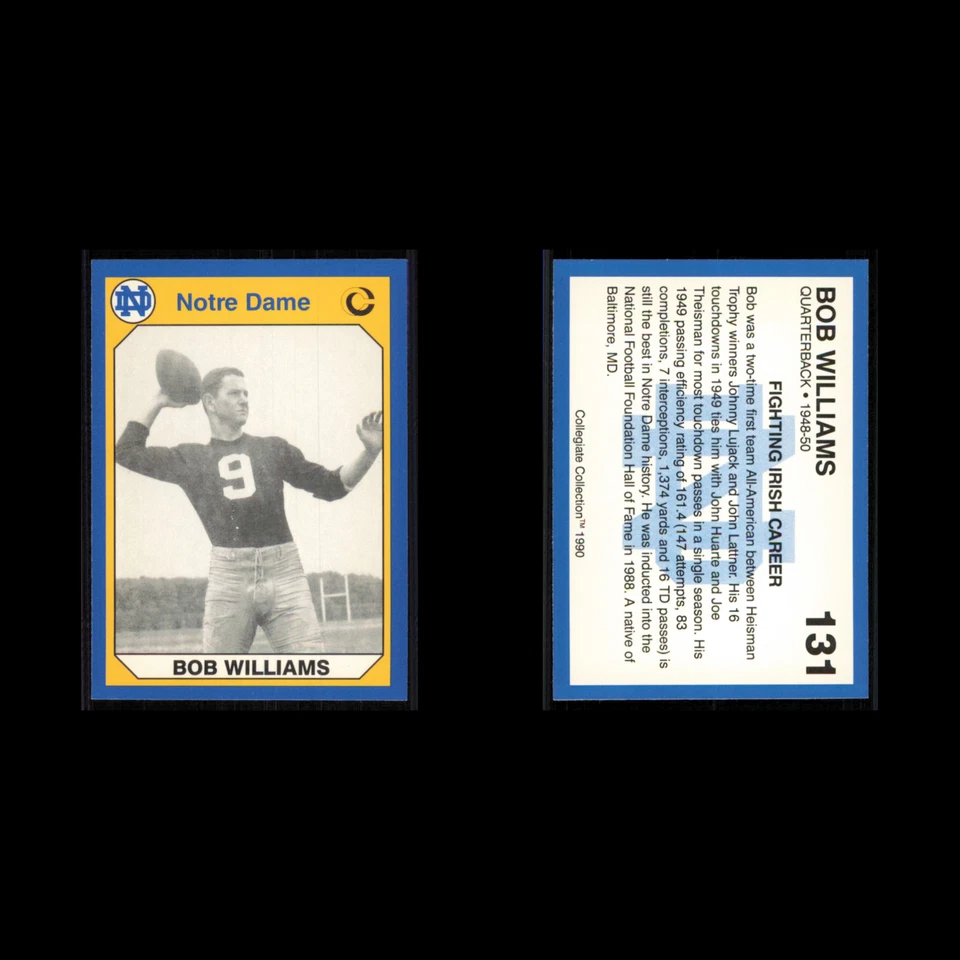 Bob Williams #131 1990 Collegiate Collection Notre Dame Football Card NFL NM - Image 3 of 3