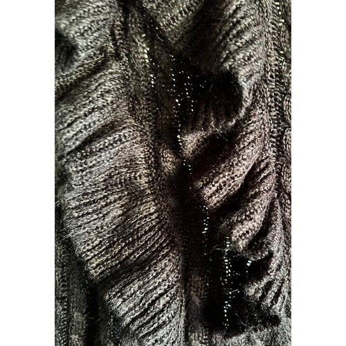 Boohoo cable knit mock neck dramatic sleeves ruffled black sweater plus 20-22 - Picture 6 of 7