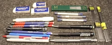 Lot Mechanical Pencil, Leads, Erasers Pentel Paper Mate Staedtler Faber Castell