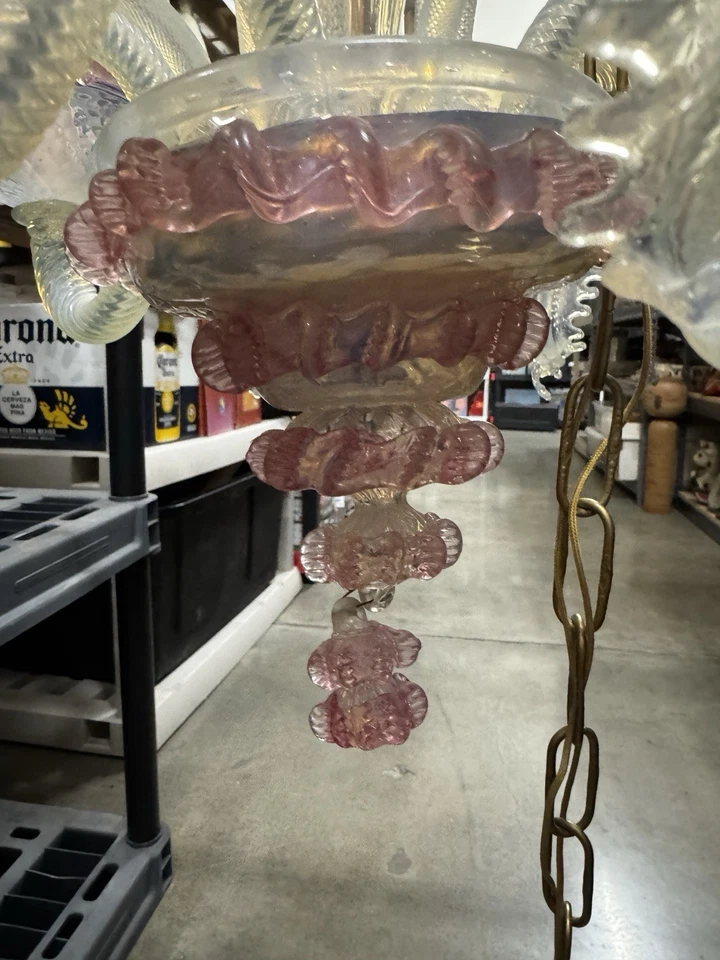 Lámpara de araña vintage floral de cristal de Murano, años 50 Foto 4 de 4