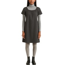 GAP Wool Blend Charcoal Gray Square Gathered Neck Short Sleeve Dress L 64-44