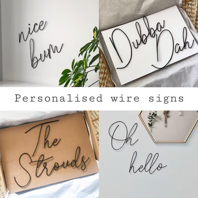 Personalisierte Drahtwörter, individuelles Schild, Wohndeko, Wandbilder