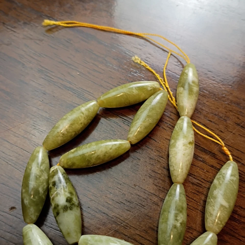 Vintage Strand Of Stone Green Jade Marble Beads?? - Image 2 of 4