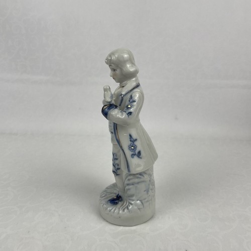 Set 3 statuine vintage porcellana vittoriana Inghilterra dipinte blu e bianco - Foto 18 di 24