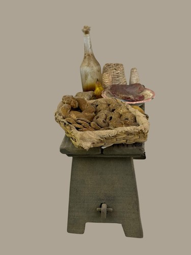 Banchetto venditore osteria taverna arte presepiale presepe Napoletano 16x7x10cm - Foto 7 di 15