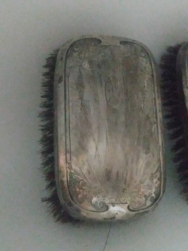 Vintage Antique Sterling Silver Vanity Set of 2 Brushes 'R' Monogram See Photos - Picture 4 of 24