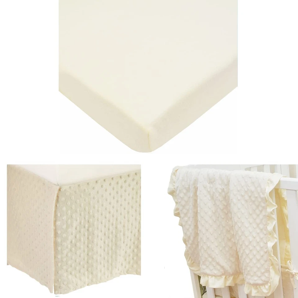 Juego de cama Heavenly Soft Minky Dot 3 piezas mini/portátil para cuna, crema Foto 2 de 3