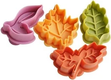 Cake Leaves Cookie Cutter Baking Mold, Pie Crust Cutters, Set of 4, Assorted Col